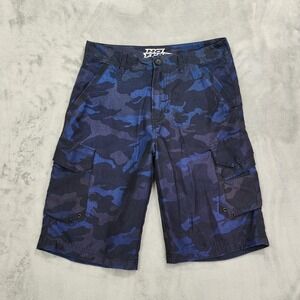 Vintage No Fear Shorts Men 28 Blue Camo Cargo Boardshort Swim Lightweight Casual